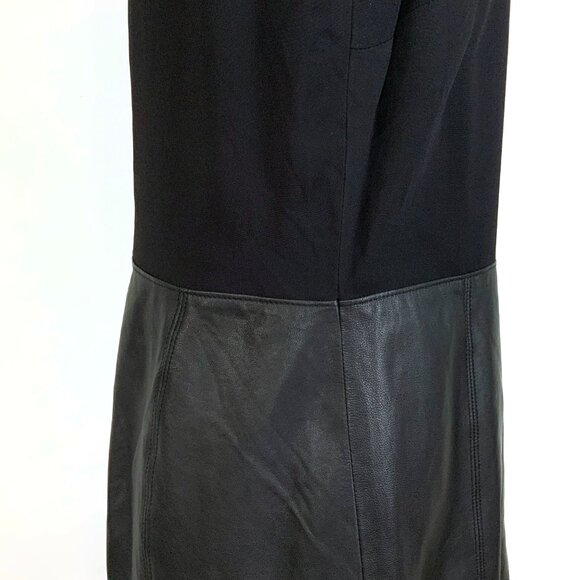 Vince Sleeveless Viscose/Leather Sheath Dress Black Size 12 - Picture 7 of 16